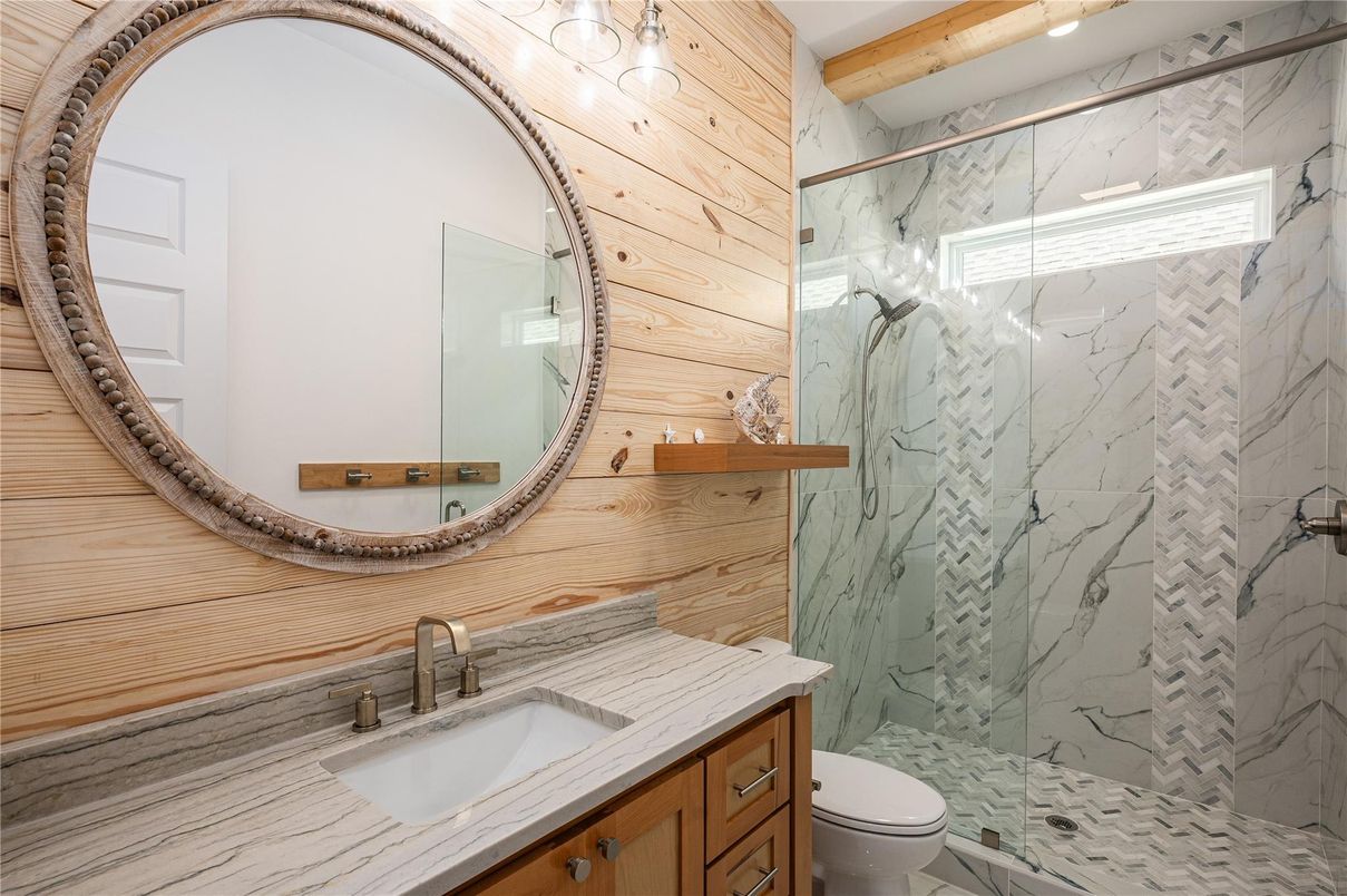 Bathroom, Glass Shower, Interior, Marble Walls
