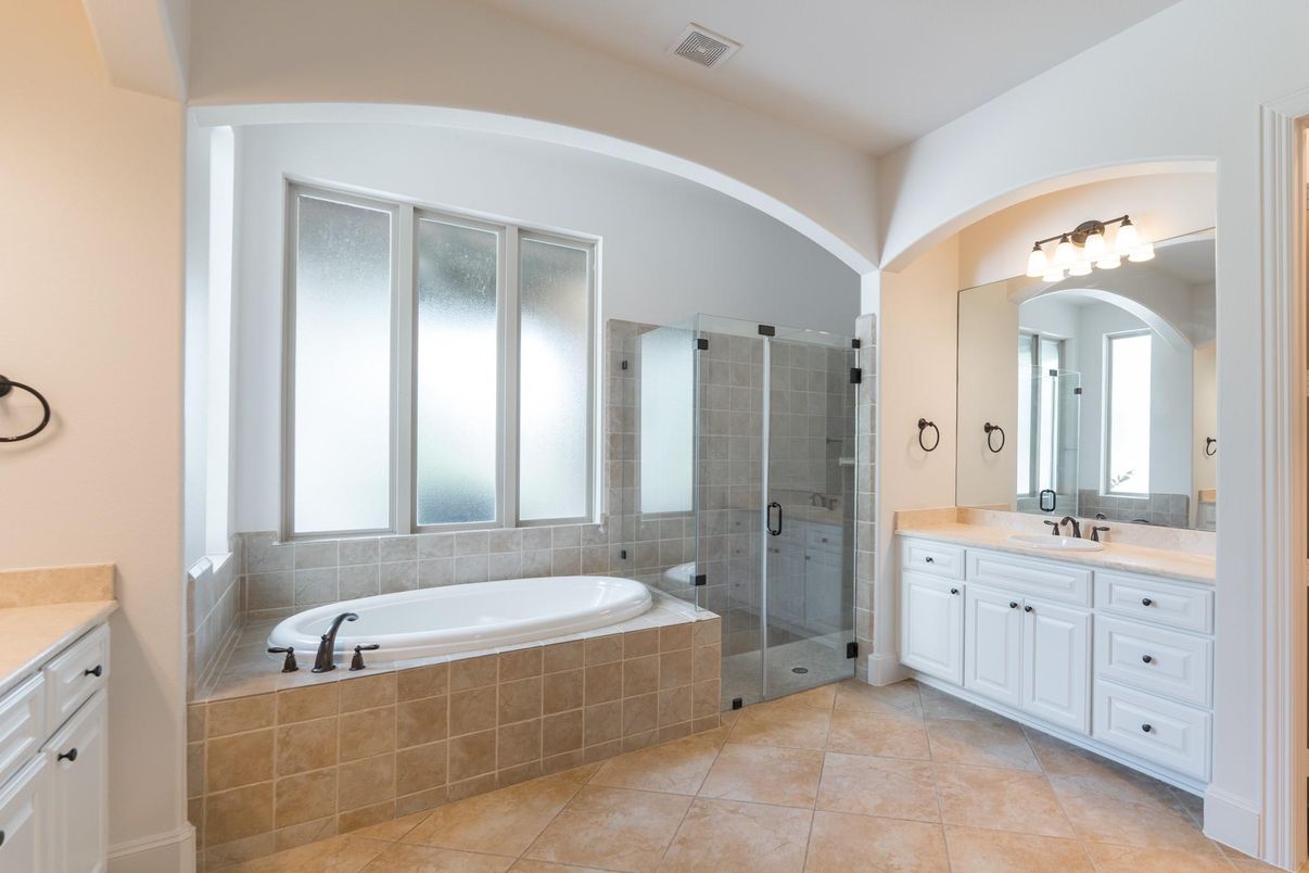 Bathroom, Dual Sink Vanities, Glass Shower, Interior