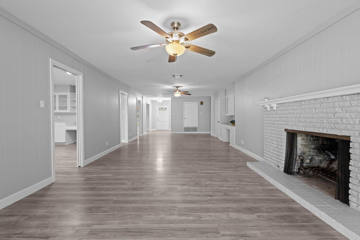 Empty room, Fireplace, Interior, Wood Texture Flooring