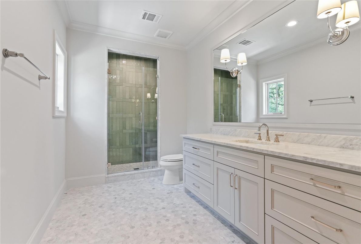 Bathroom, Glass Shower, Interior, Recessed Lighting