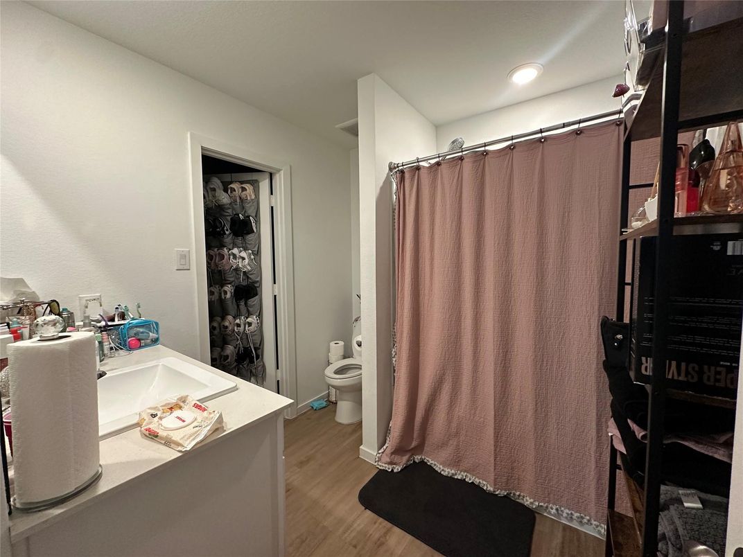 Bathroom, Interior, Recessed Lighting, Wood Texture Flooring