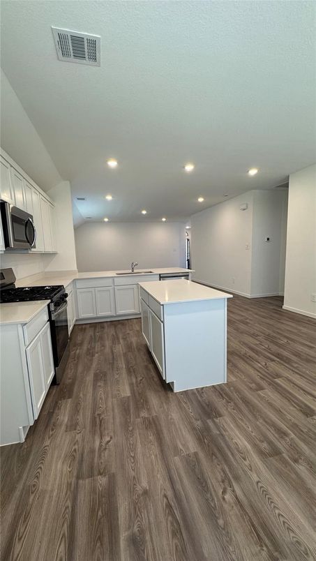 Interior, Kitchen, Recessed Lighting, Wood Texture Flooring