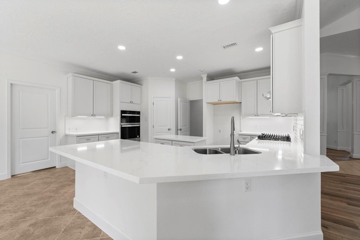 Interior, Kitchen, Recessed Lighting, Wood Texture Flooring