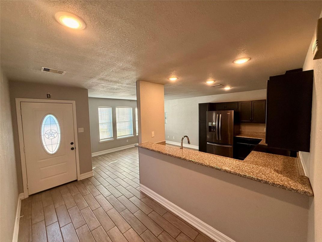 Interior, Kitchen, Recessed Lighting, Wood Texture Flooring