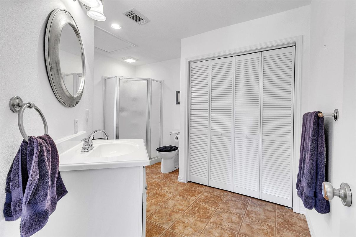 Bathroom, Dual Sink Vanities, Glass Shower, Interior, Recessed Lighting