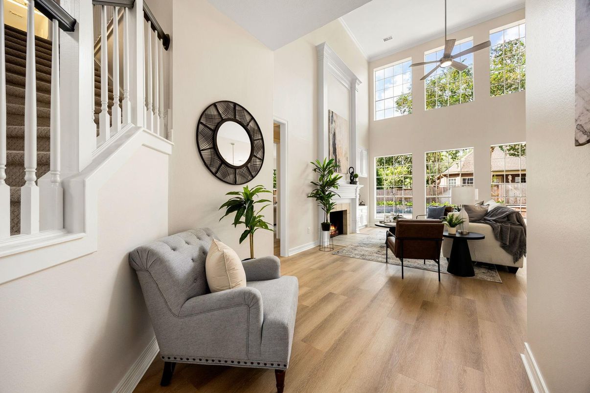 Fireplace, Interior, Living room, Wood Texture Flooring