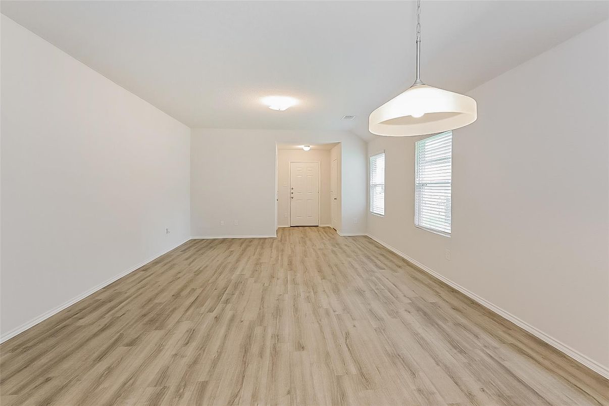 Empty room, Interior, Pendant Lights, Wood Texture Flooring