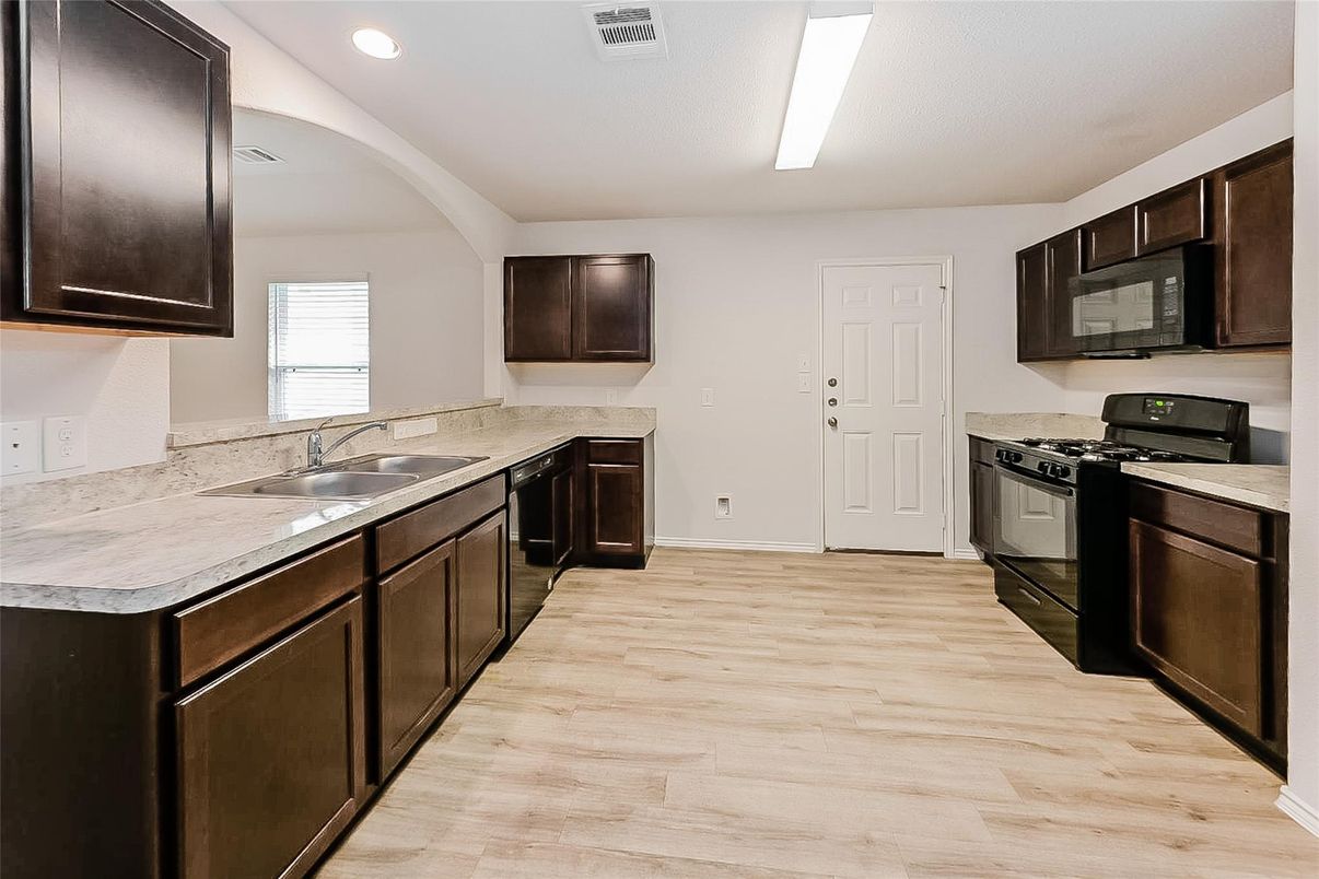 Interior, Kitchen, Recessed Lighting, Wood Texture Flooring