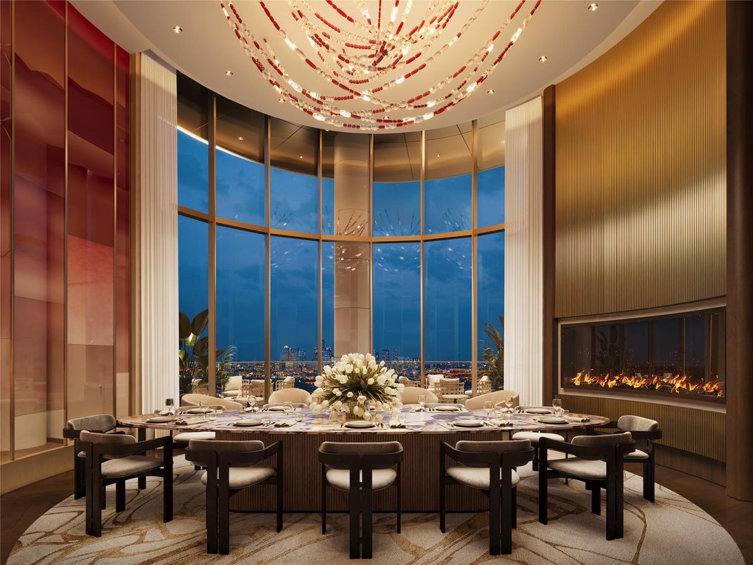 Dining room, Fireplace, Interior, Recessed Lighting