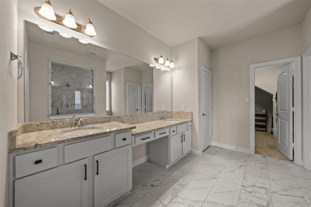 Bathroom, Dual Sink Vanities, Interior, Marble, Marble Walls