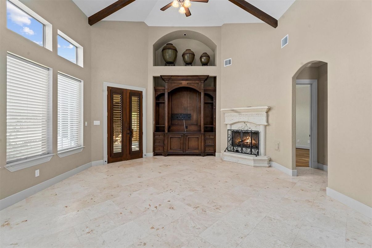 Fireplace, Interior, Wooden Beams