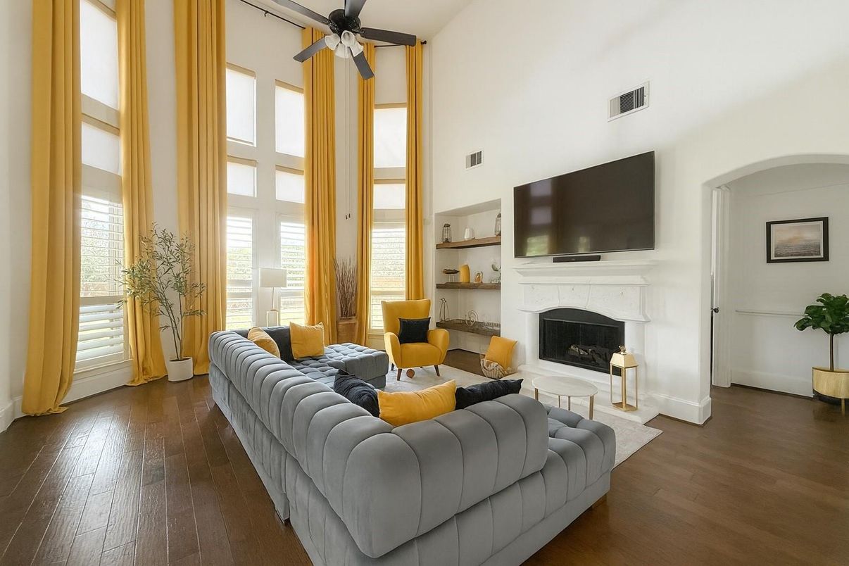 Fireplace, Interior, Living room, Wood Texture Flooring