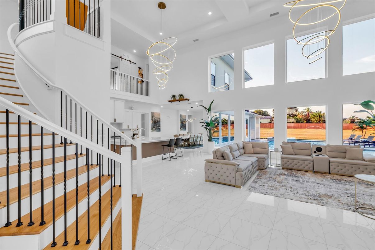 Interior, Living room, Marble, Pendant Lights, Recessed Lighting