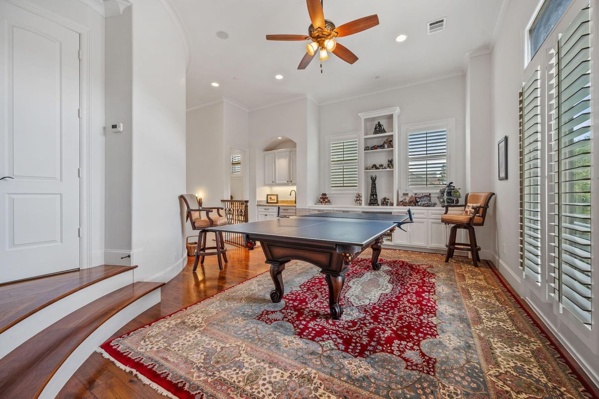 Game Room, Interior, Recessed Lighting, Wood Texture Flooring
