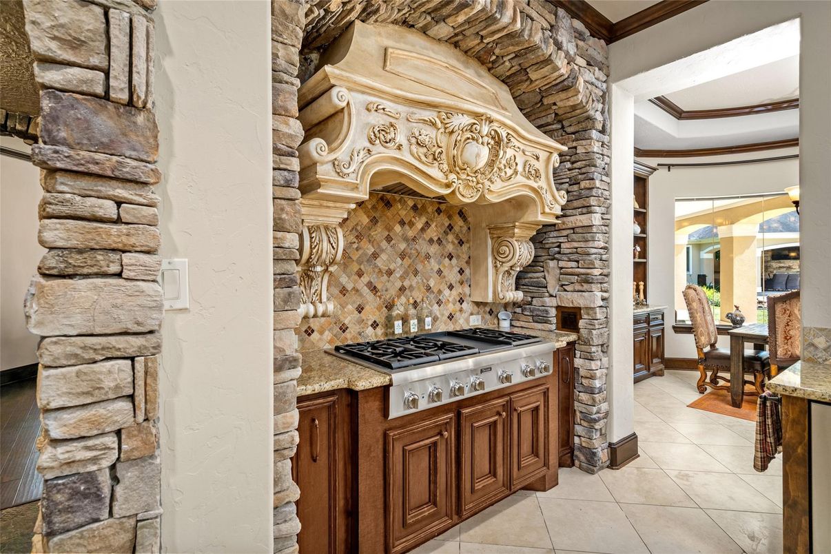 Interior, Kitchen, Stainless Steel Appliances, Stone Walls