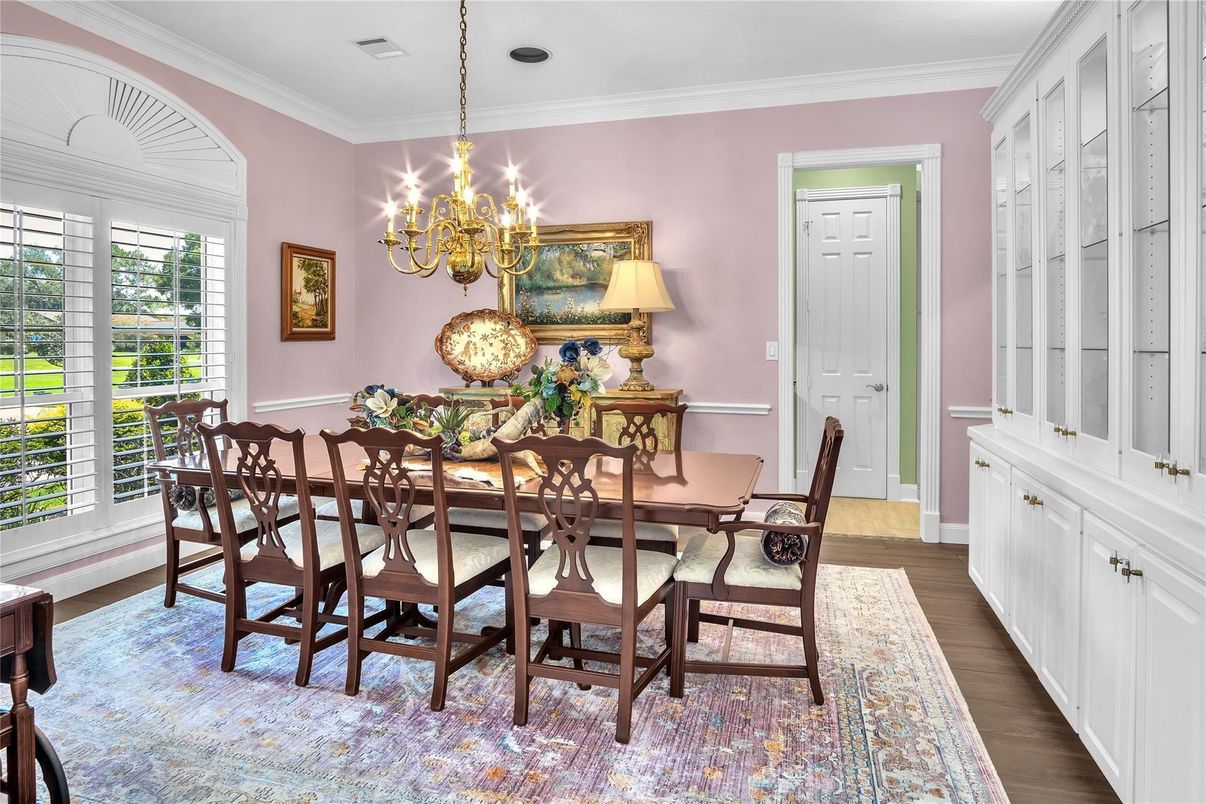 Chandelier, Dining room, Interior, Wood Texture Flooring