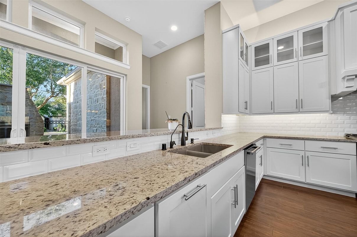 Interior, Kitchen, Recessed Lighting, Wood Texture Flooring