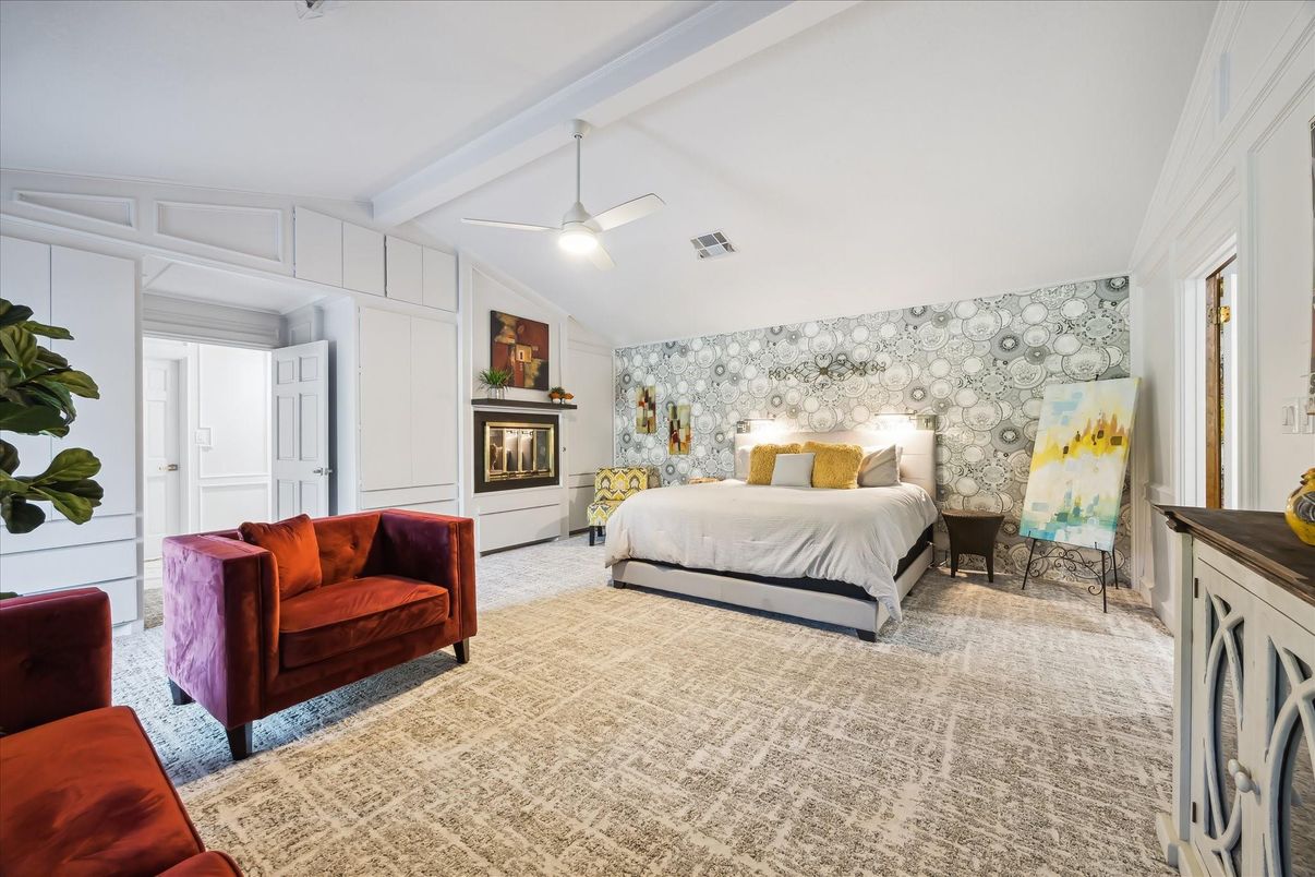 Bedroom, Fireplace, Interior