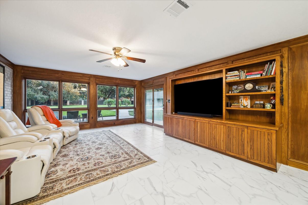 Home Theatre Room, Interior, Living room, Marble, Wooden Walls