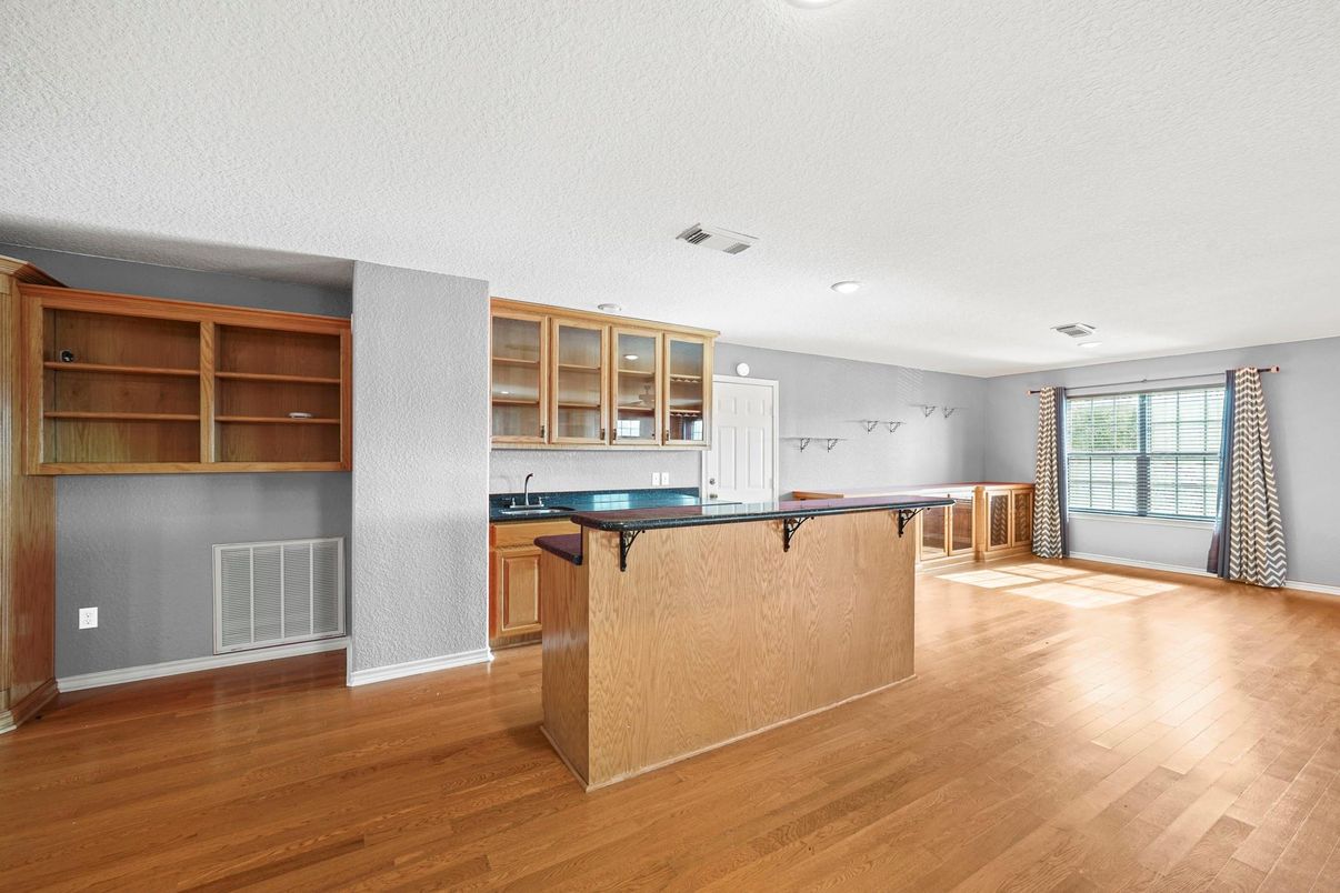 Interior, Kitchen, Recessed Lighting, Wood Texture Flooring