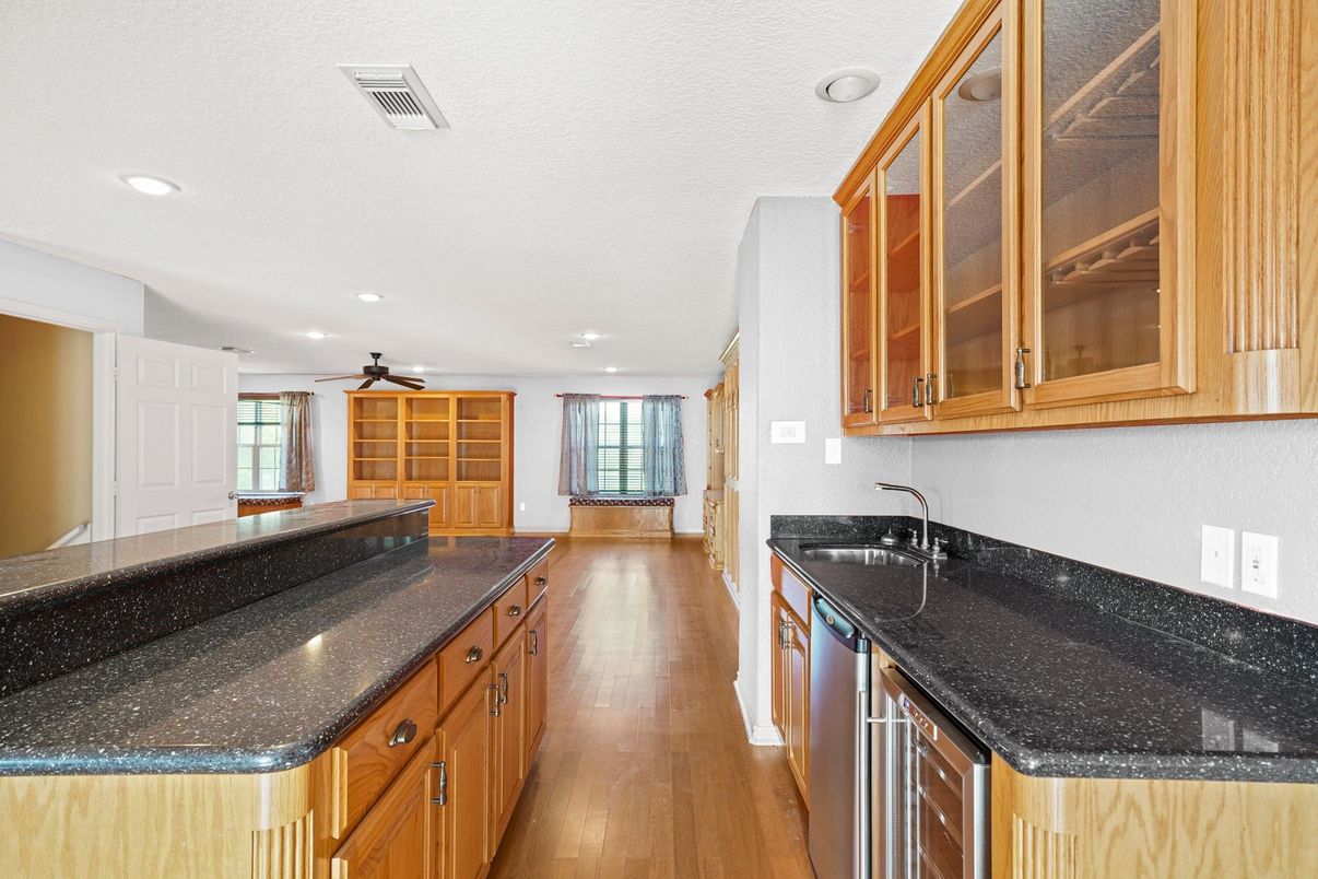 Interior, Kitchen, Recessed Lighting, Wood Texture Flooring