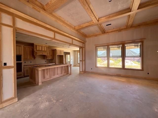 Empty room, Interior, Kitchen, Wooden Beams