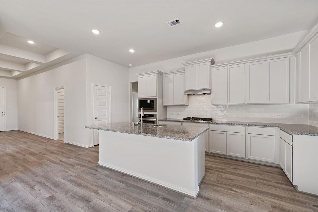 Interior, Kitchen, Recessed Lighting, Wood Texture Flooring