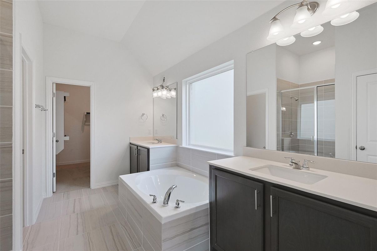 Bathroom, Dual Sink Vanities, Glass Shower, Interior