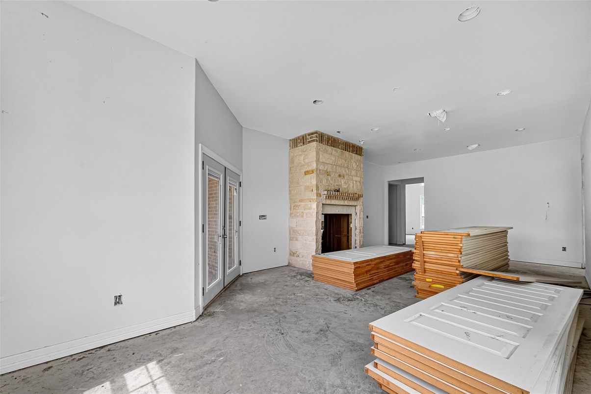 Empty room, Fireplace, Interior, Recessed Lighting