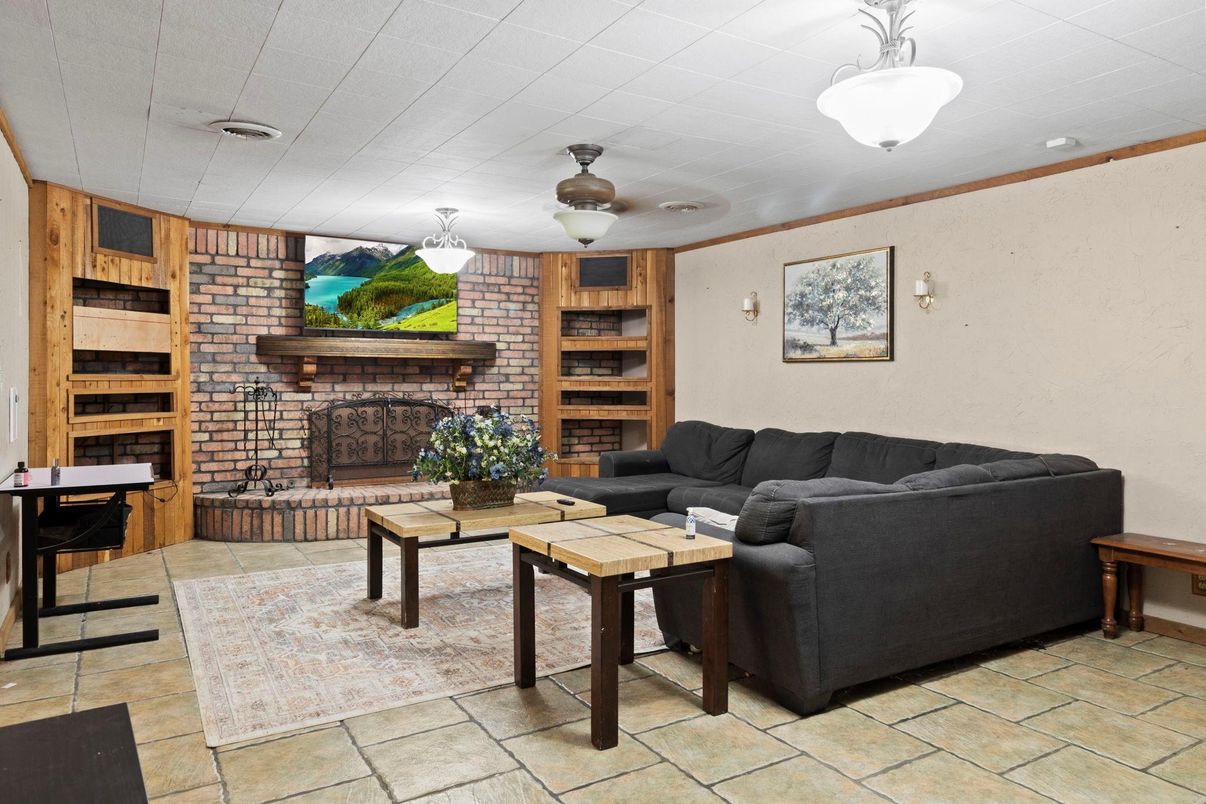 Fireplace, Interior, Living room, Stone Walls