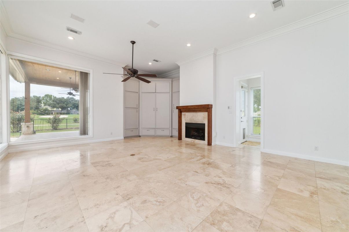 Empty room, Fireplace, Interior, Recessed Lighting