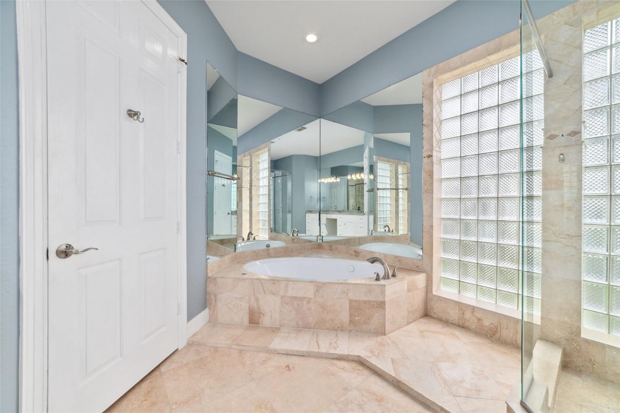 Bathroom, Glass Shower, Interior, Recessed Lighting