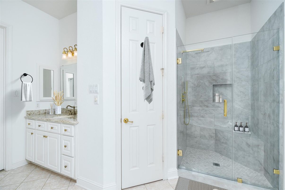 Bathroom, Glass Shower, Interior, Marble Walls