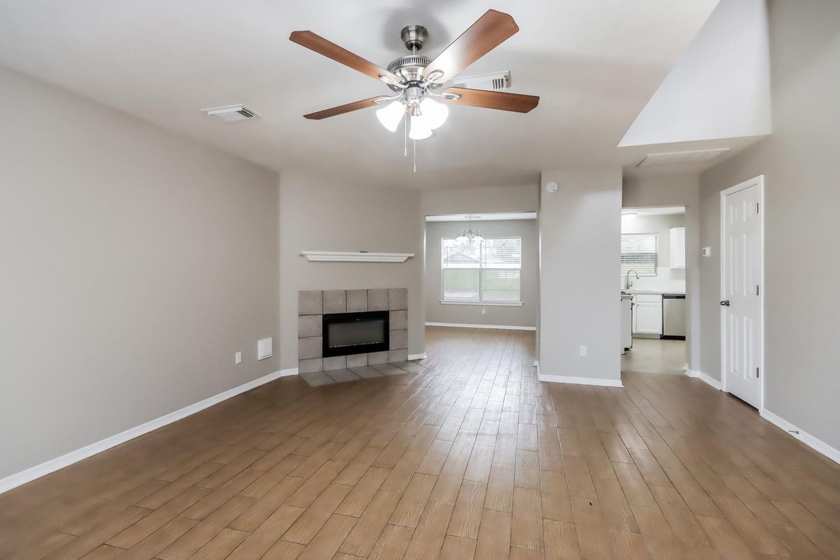 Empty room, Fireplace, Interior, Wood Texture Flooring