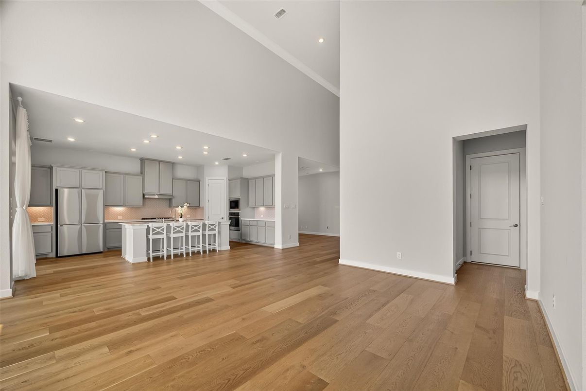 Interior, Kitchen, Recessed Lighting, Wood Texture Flooring