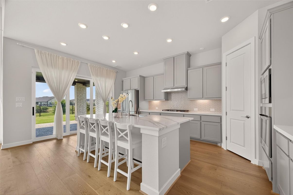 Interior, Kitchen, Recessed Lighting, Wood Texture Flooring