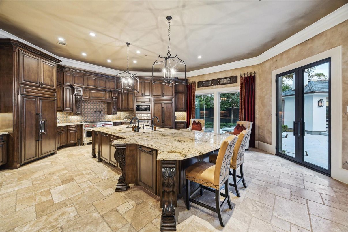 Chandelier, Interior, Kitchen, Pendant Lights, Recessed Lighting, Stainless Steel Appliances