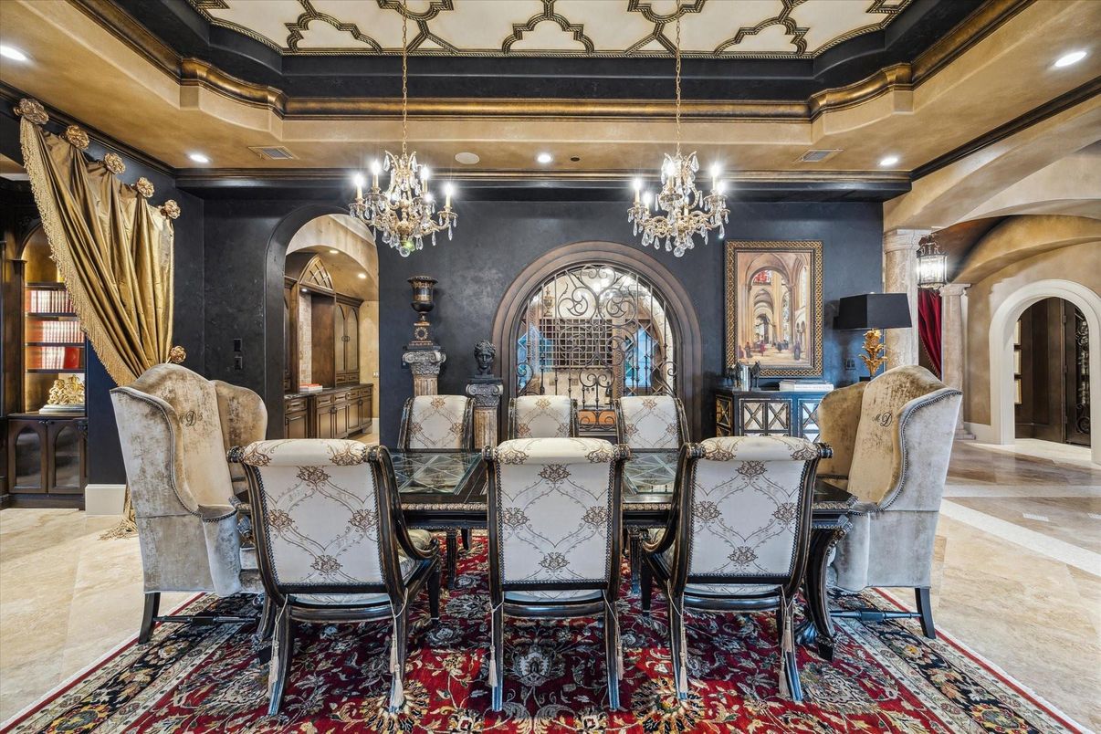 Chandelier, Dining room, Interior, Recessed Lighting