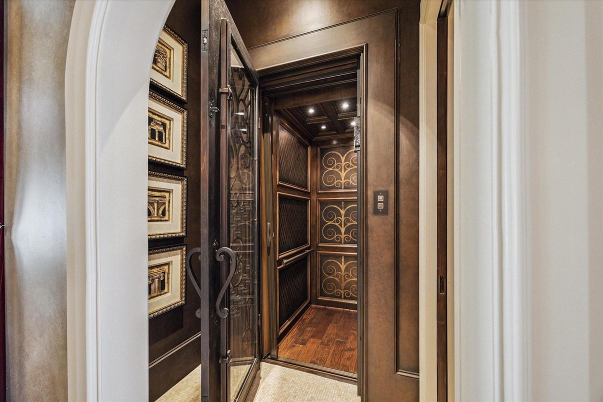 Elevator, Interior, Recessed Lighting, Wooden Ceilings, Wood Texture Flooring, Wooden Walls