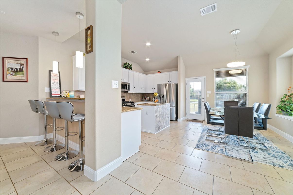 Dining room, Interior, Kitchen, Pendant Lights, Recessed Lighting