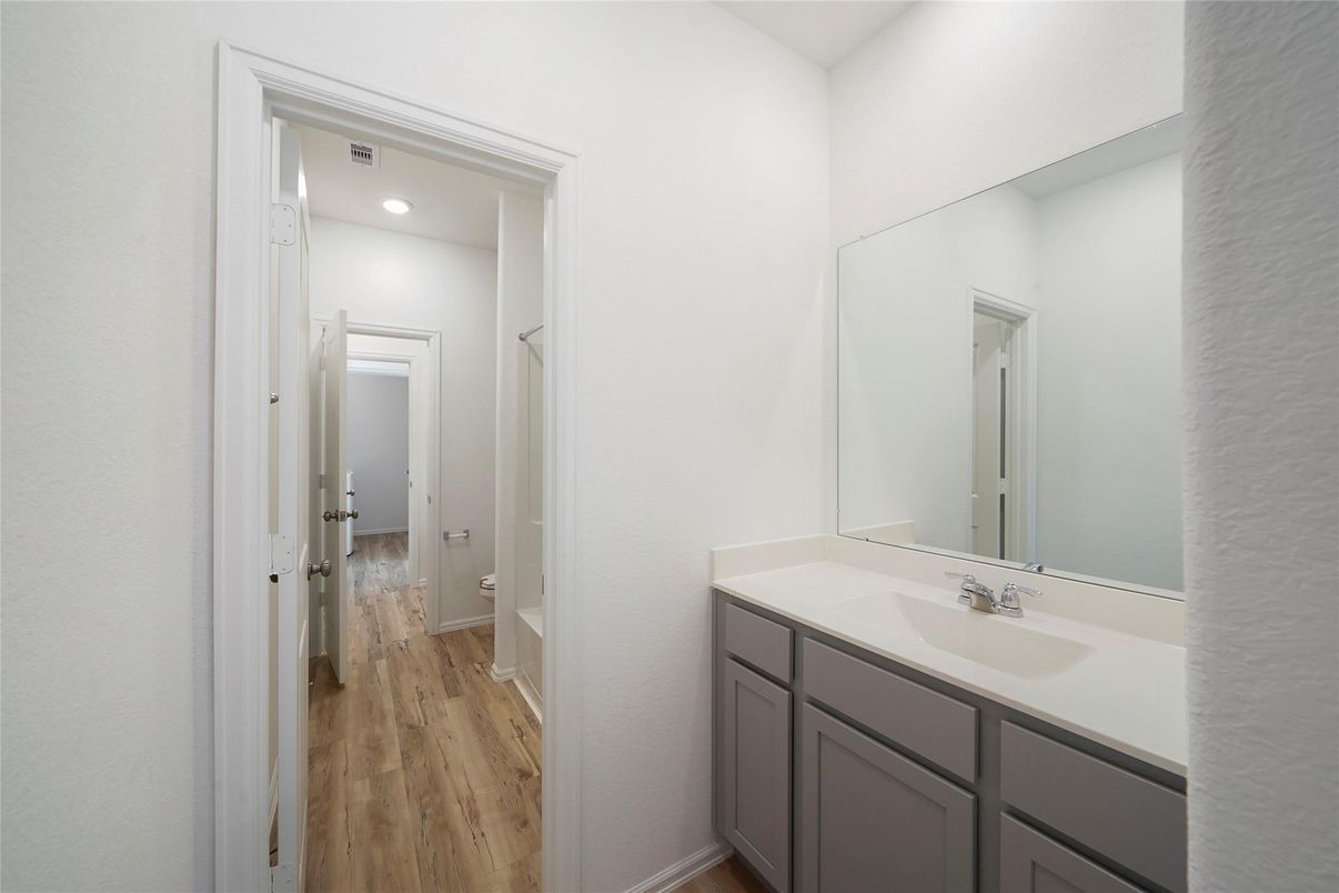 Bathroom, Interior, Recessed Lighting, Wood Texture Flooring