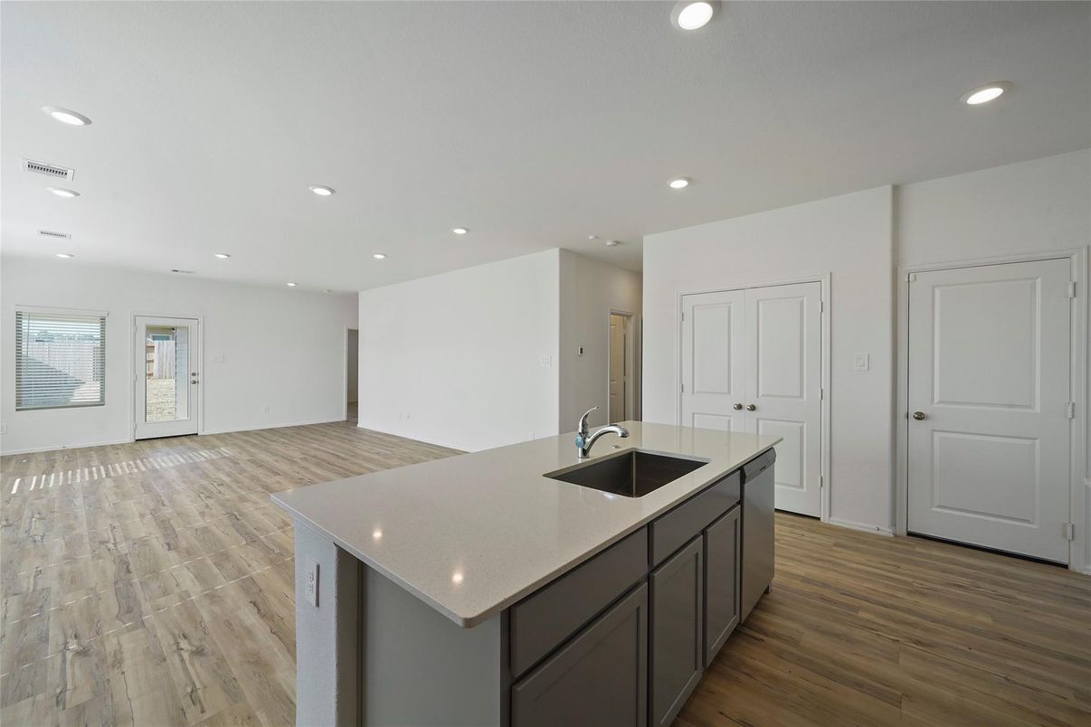 Interior, Kitchen, Recessed Lighting, Wood Texture Flooring