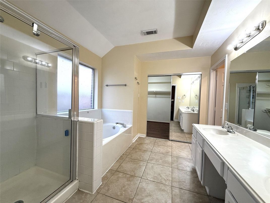 Bathroom, Dual Sink Vanities, Glass Shower, Interior