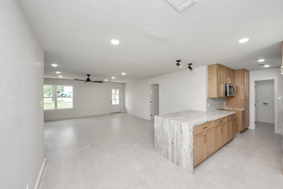 Empty room, Interior, Kitchen, Recessed Lighting