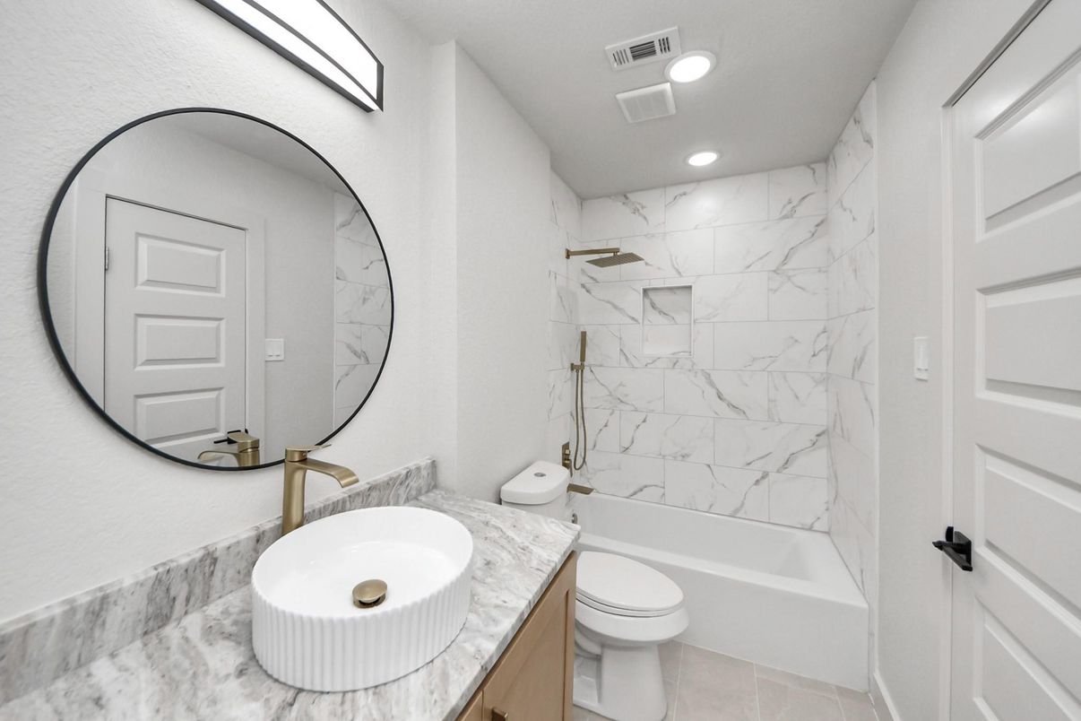 Bathroom, Interior, Marble Walls, Recessed Lighting