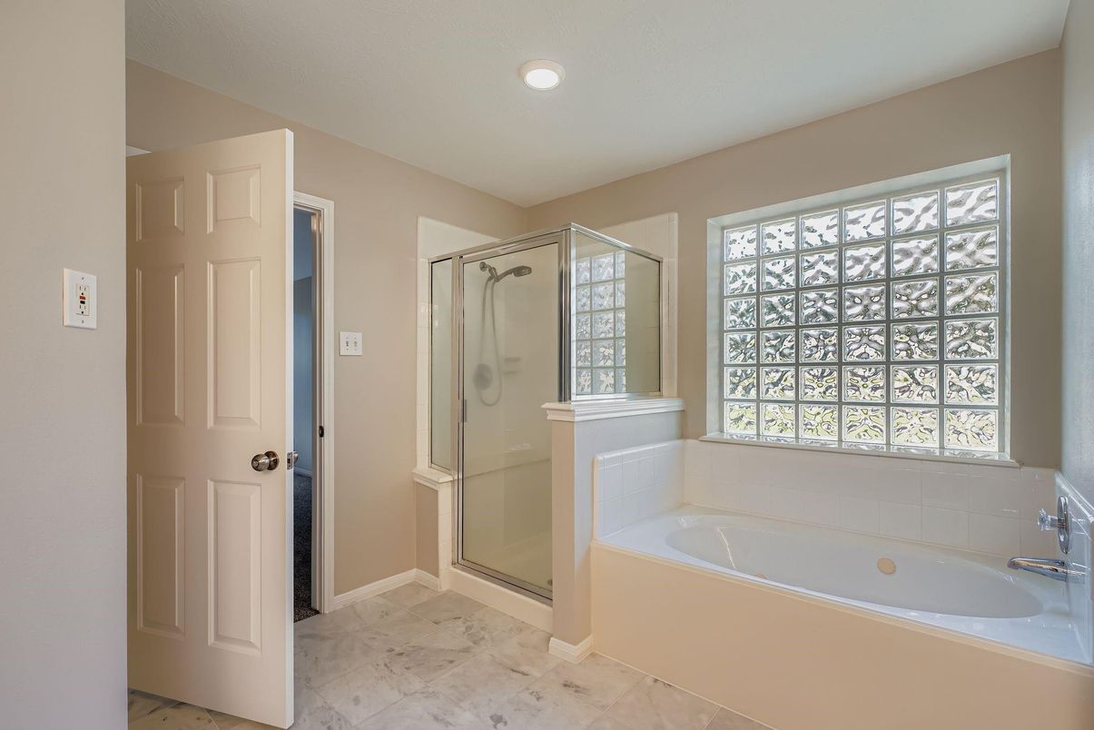 Bathroom, Glass Shower, Interior, Marble, Recessed Lighting