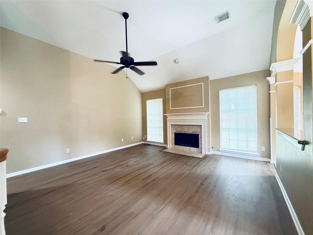 Empty room, Fireplace, Interior, Wood Texture Flooring