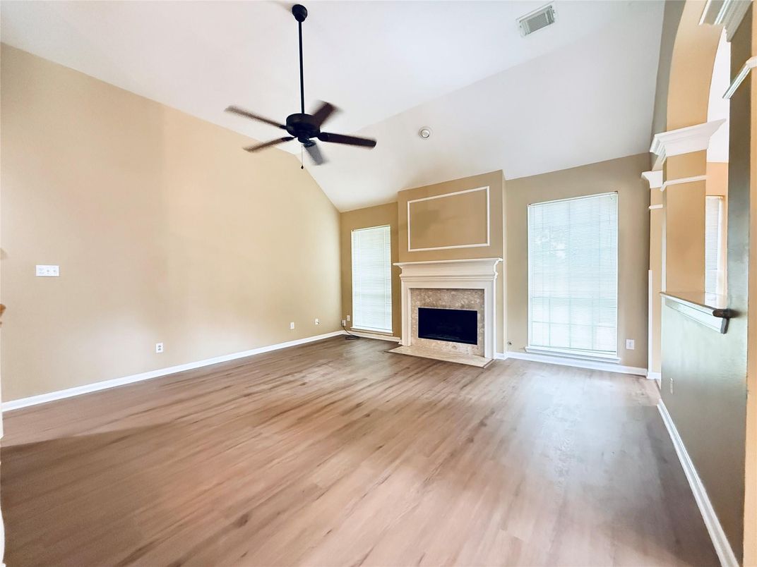 Empty room, Fireplace, Interior, Wood Texture Flooring
