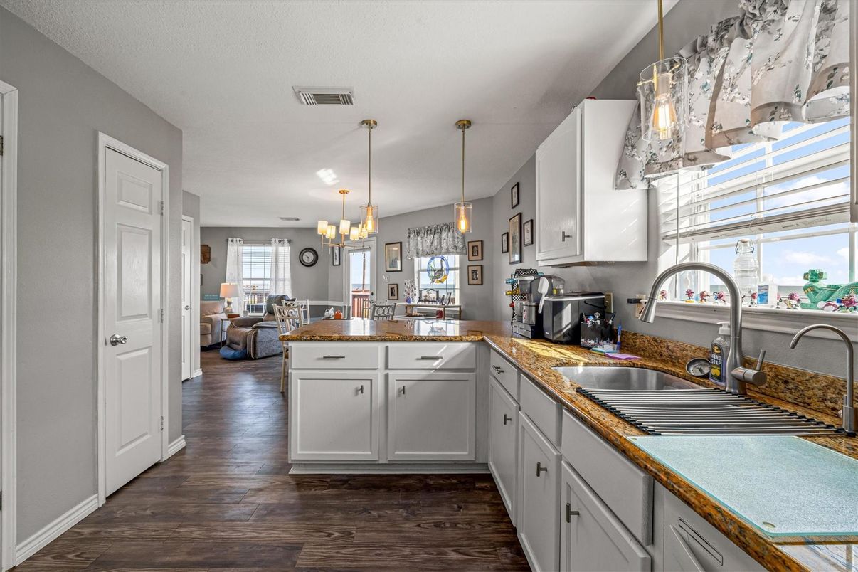 Chandelier, Interior, Kitchen, Pendant Lights, Wood Texture Flooring