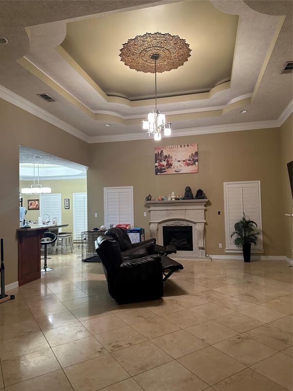 Fireplace, Interior, Living room, Pendant Lights, Recessed Lighting